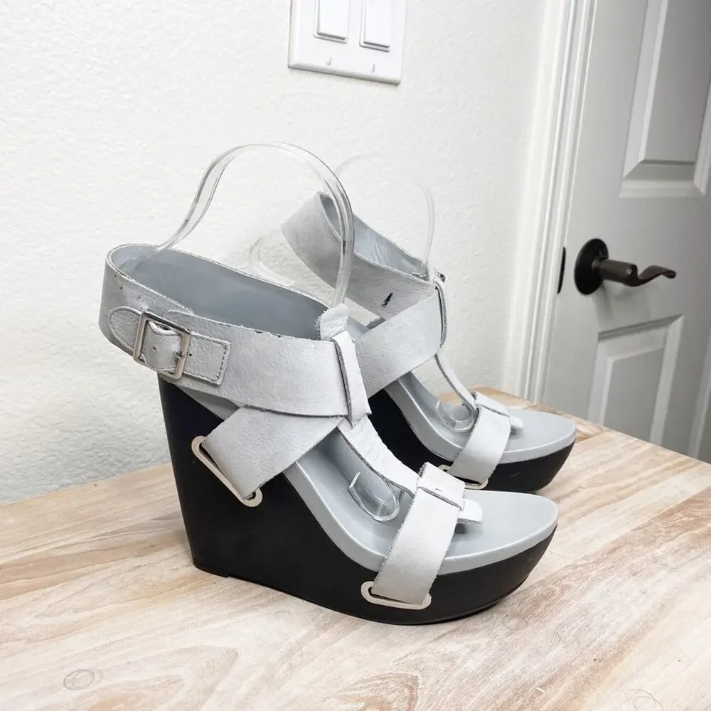 United nude leather adjustable abstract leather heels wedge size 38